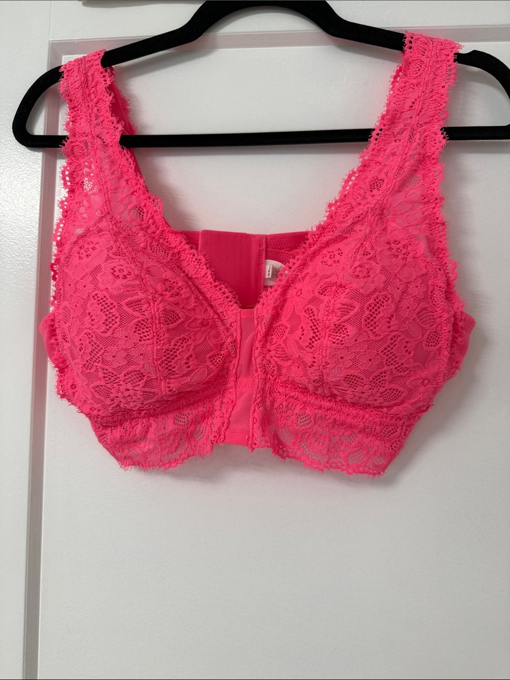 Lace Front-Closure Bralette in Hot Pink